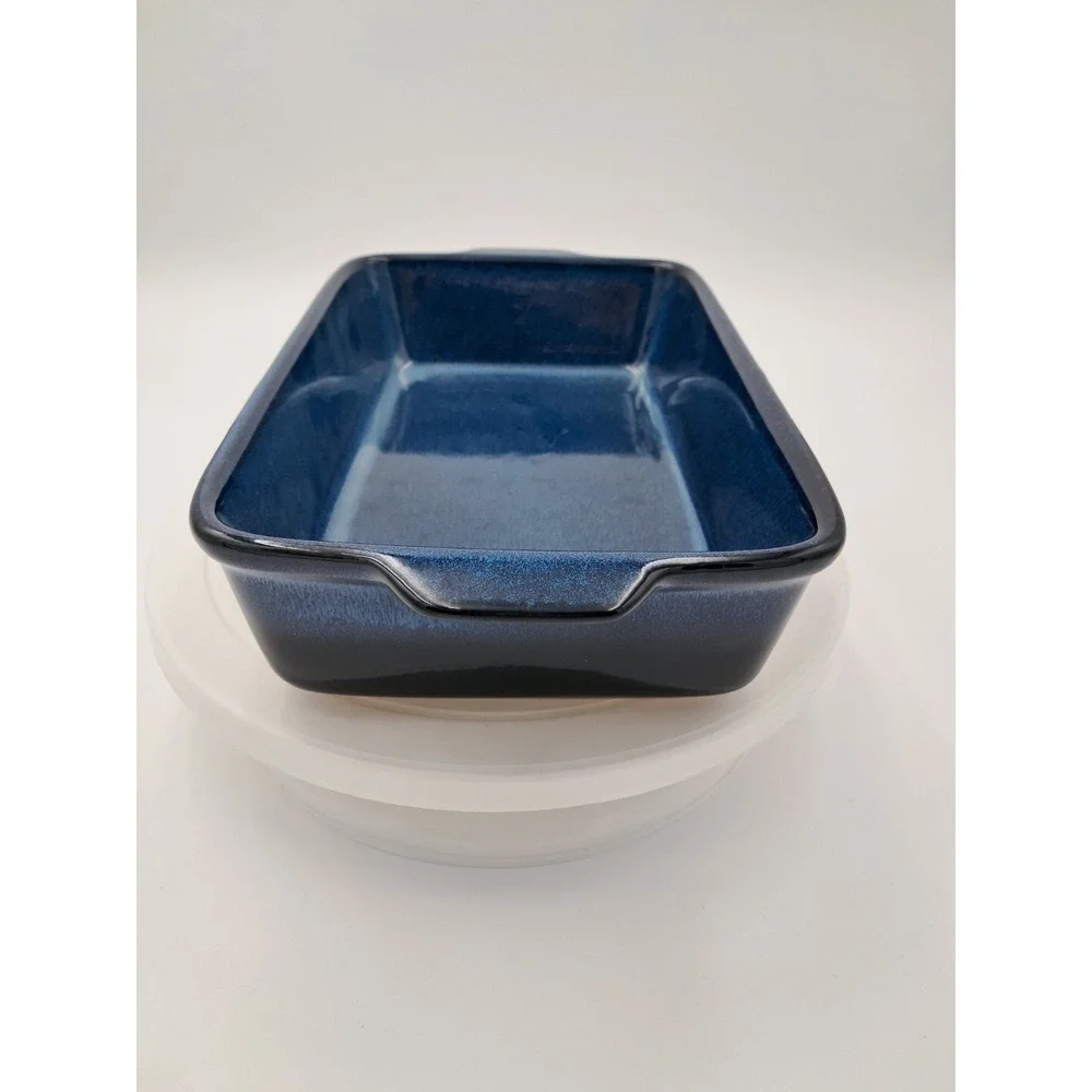 Blue Basque Ceramique Andalusian Stoneware. 13 Inch Rectangular Baker.  Needs...